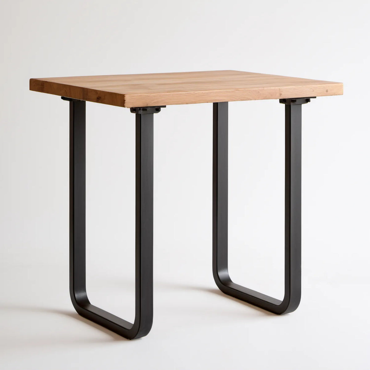 Prostokątny stolik boczny z litego dębu i czarnej stali 80 x 40 x 60 cm