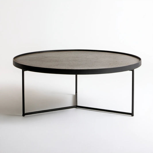 Okrągły stolik kawowy z blatem MDF w dekorze szarego betonu, 80 x 80 x 45 cm