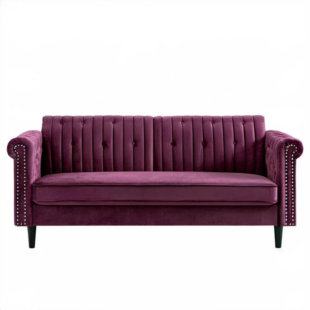 Bordowa sofa pikowana