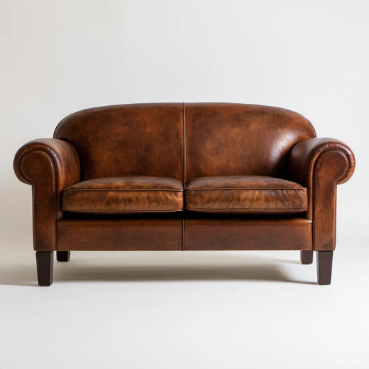 Dwuosobowa sofa ze skóry syntetycznej PU brązowa/ciemnobrązowa 160 × 88 × 82 cm