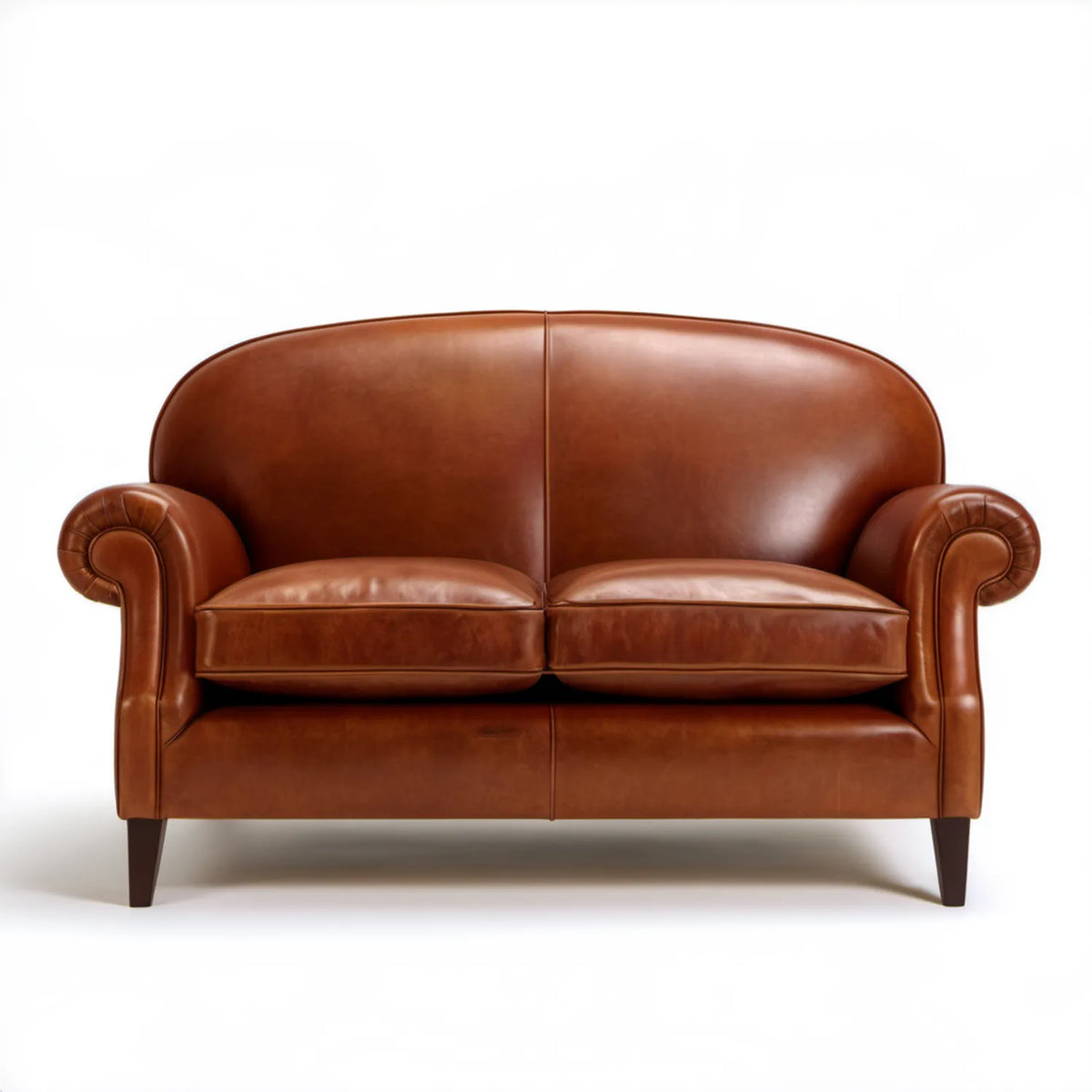 Klasyczna sofa dwuosobowa z tapicerką PU, brązowa, 160 x 90 x 90 cm